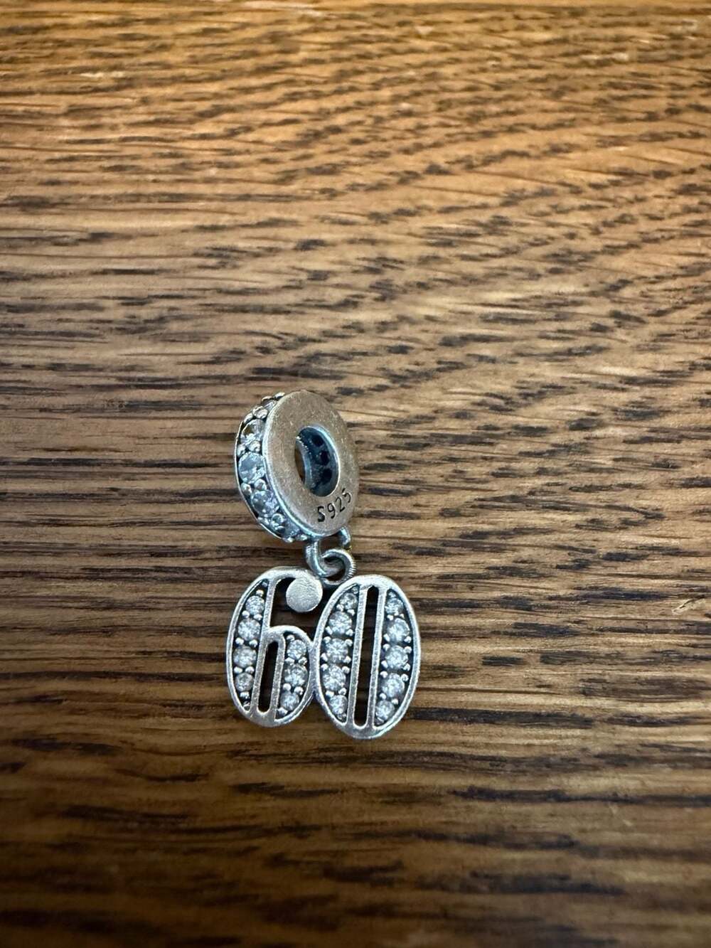 Pandora S925 60th Birthday Dangle Charm Sterling Silver CZ